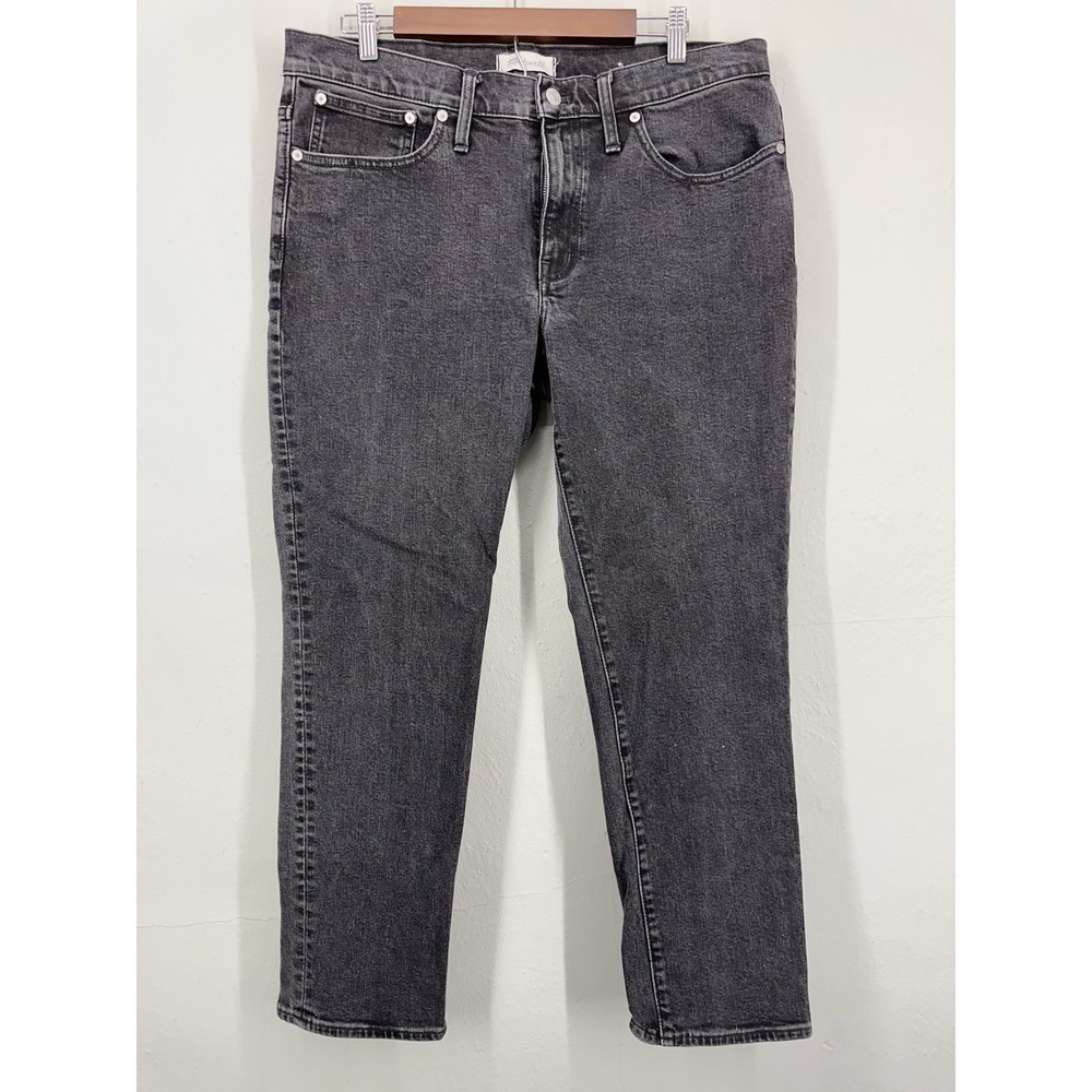 Madewell Tomboy Straight Jeans Womens 31 Charcoal Black High Rise Relaxed Denim‎